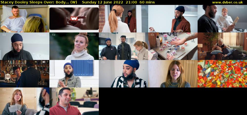 Stacey Dooley Sleeps Over: Body... (W) Sunday 12 June 2022 21:00 - 22:00