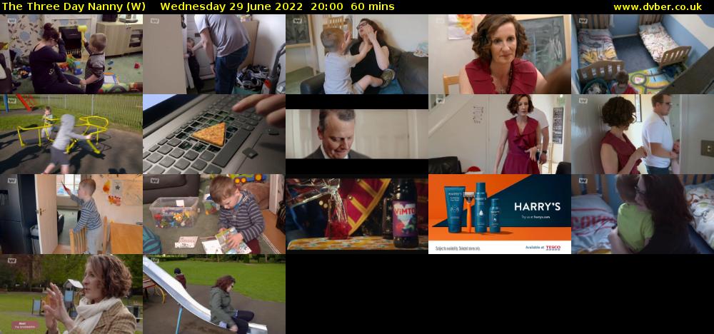 The Three Day Nanny (W) Wednesday 29 June 2022 20:00 - 21:00