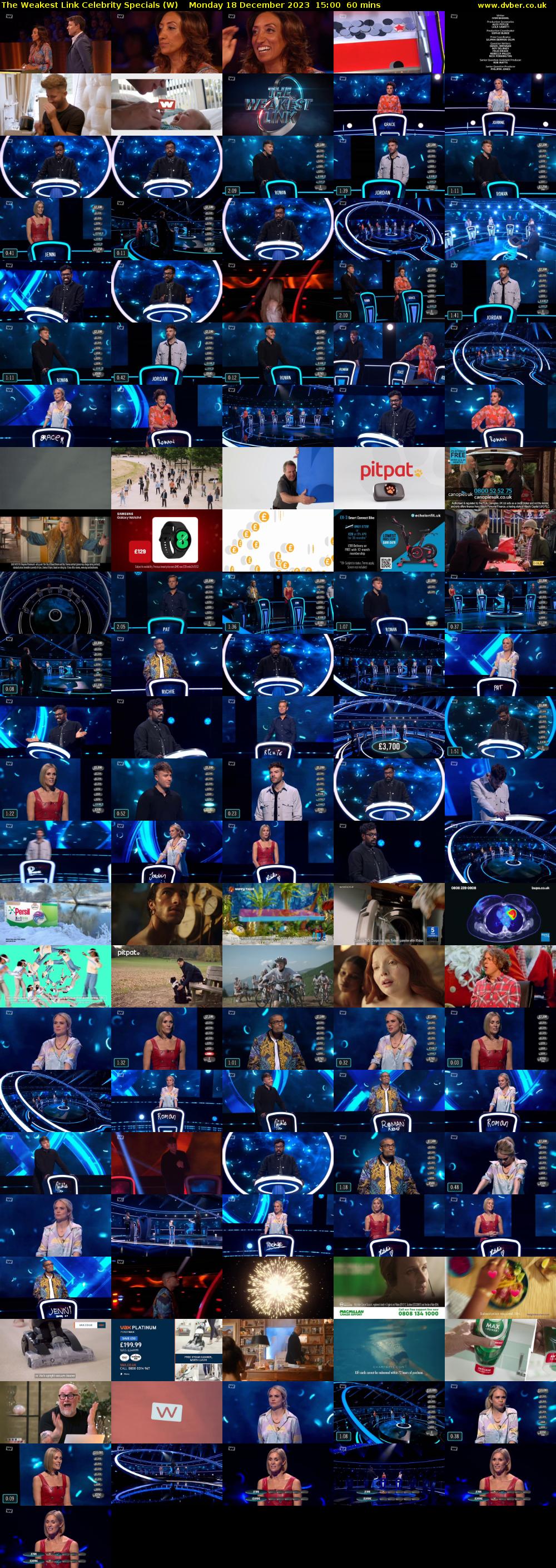 The Weakest Link Celebrity Specials (W) Monday 18 December 2023 15:00 - 16:00