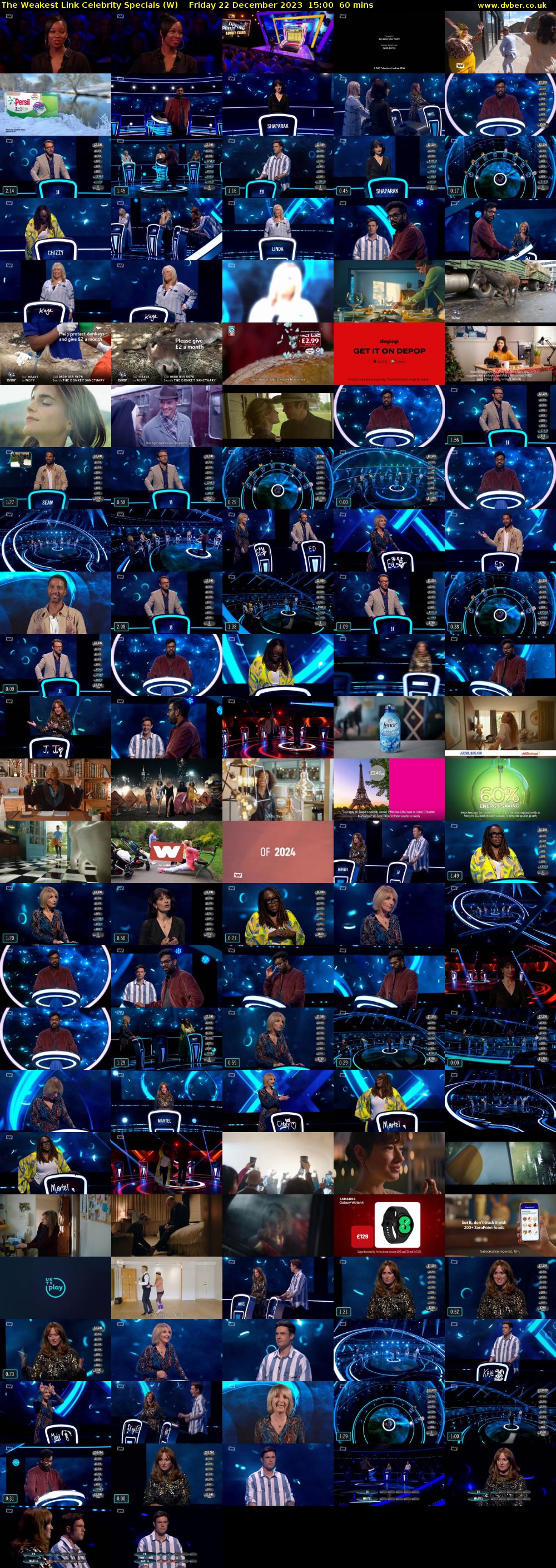 The Weakest Link Celebrity Specials (W) Friday 22 December 2023 15:00 - 16:00