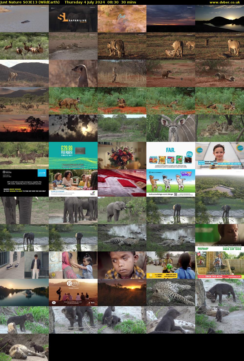Just Nature S03E13 (WildEarth) Thursday 4 July 2024 08:30 - 09:00