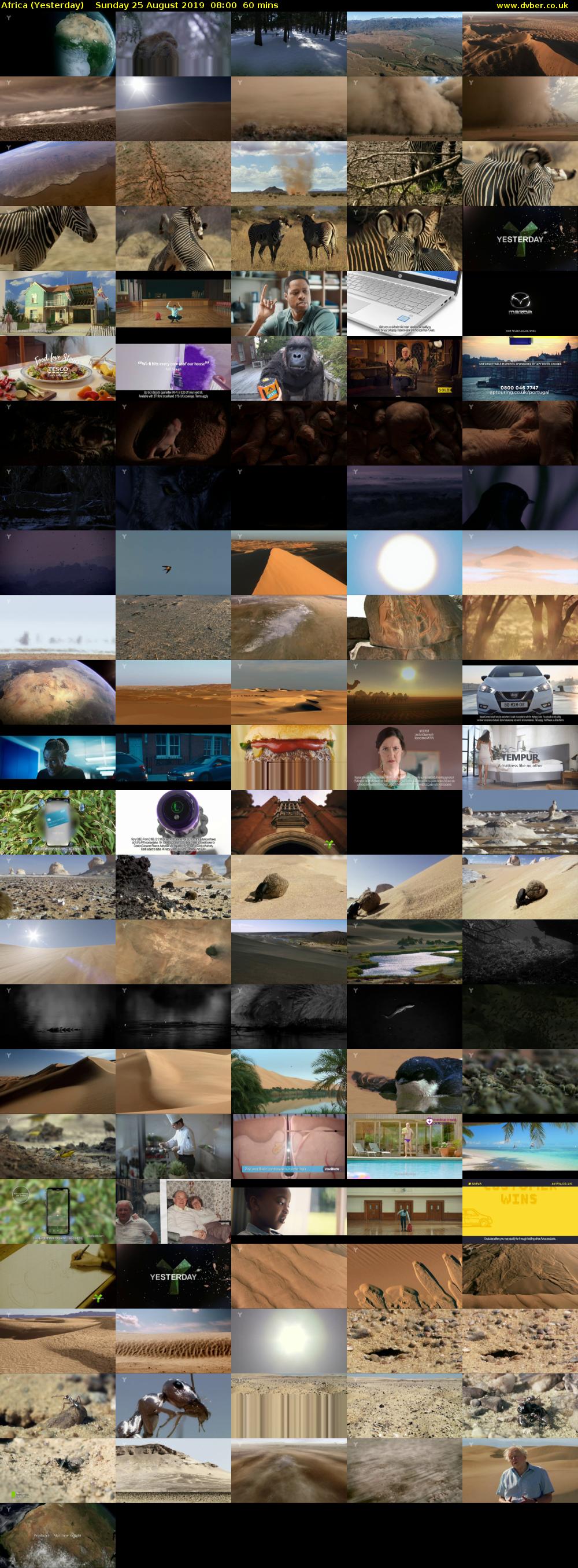 Africa (Yesterday) Sunday 25 August 2019 08:00 - 09:00