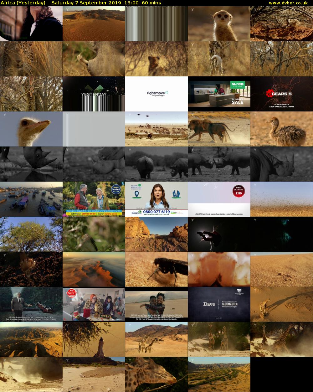 Africa (Yesterday) Saturday 7 September 2019 15:00 - 16:00