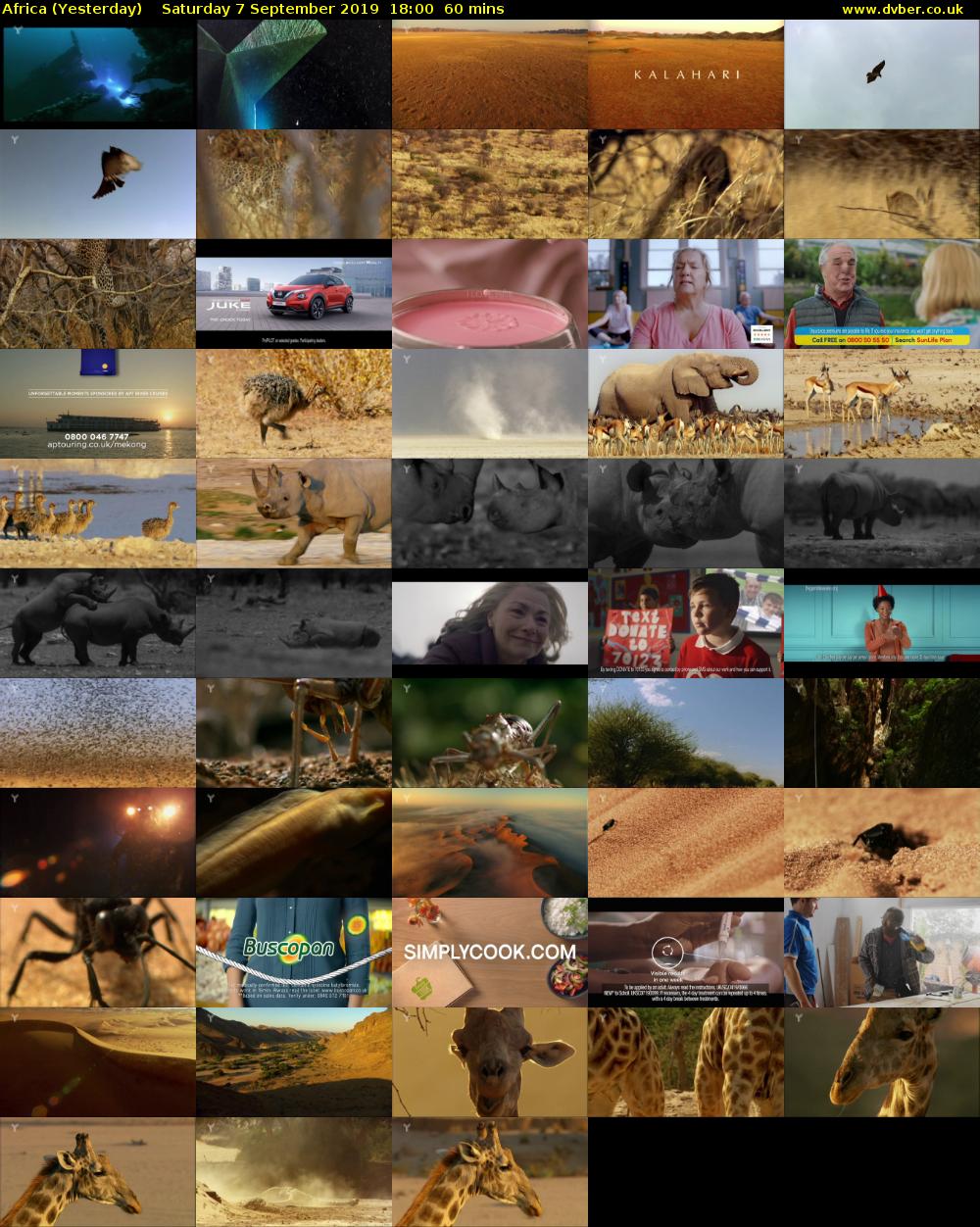 Africa (Yesterday) Saturday 7 September 2019 18:00 - 19:00