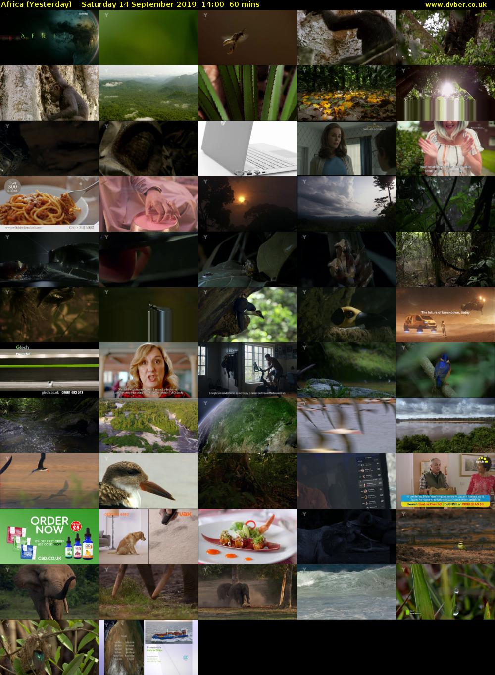 Africa (Yesterday) Saturday 14 September 2019 14:00 - 15:00