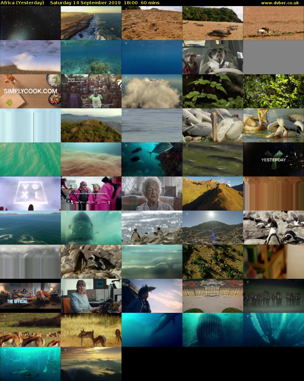 Africa (Yesterday) Saturday 14 September 2019 18:00 - 19:00
