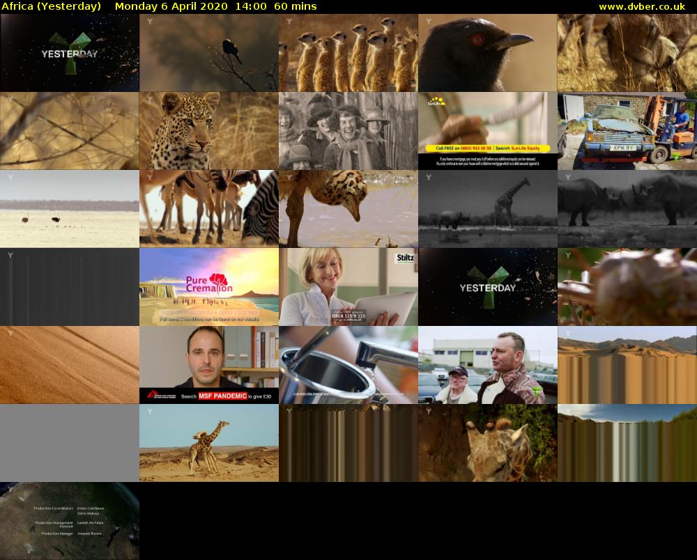 Africa (Yesterday) Monday 6 April 2020 14:00 - 15:00