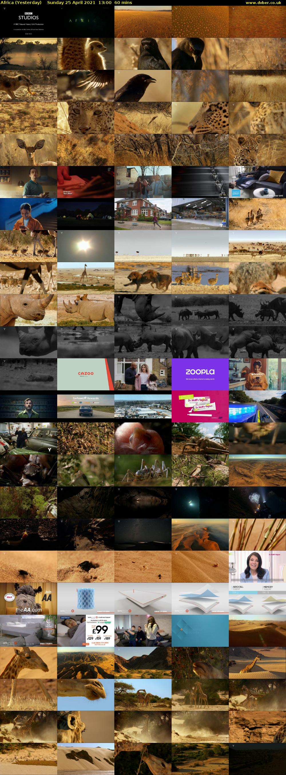 Africa (Yesterday) Sunday 25 April 2021 13:00 - 14:00