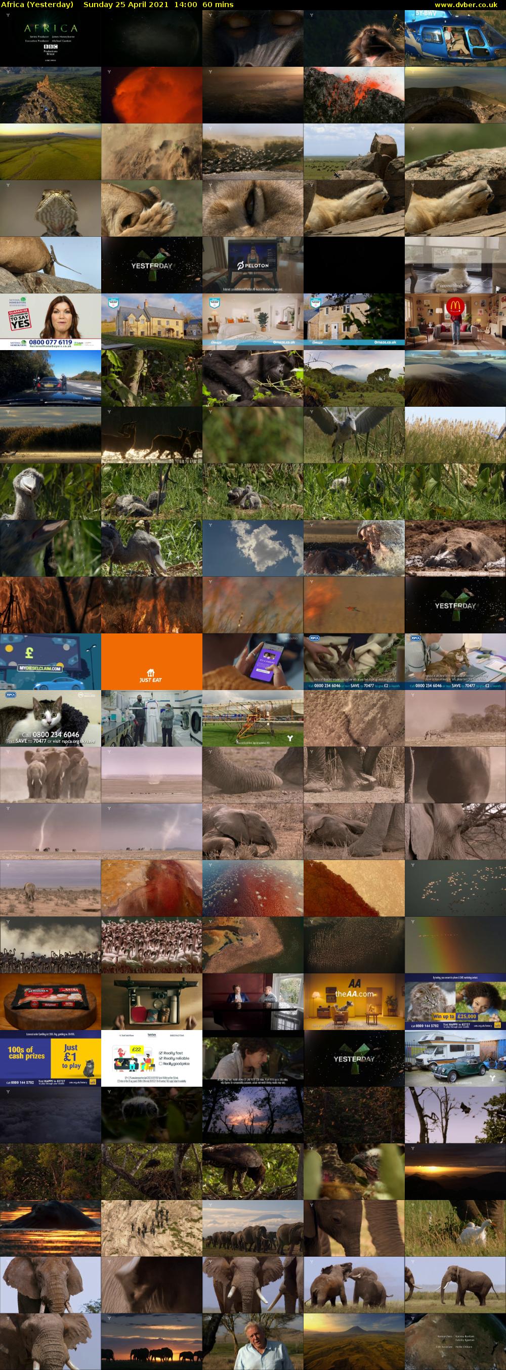 Africa (Yesterday) Sunday 25 April 2021 14:00 - 15:00