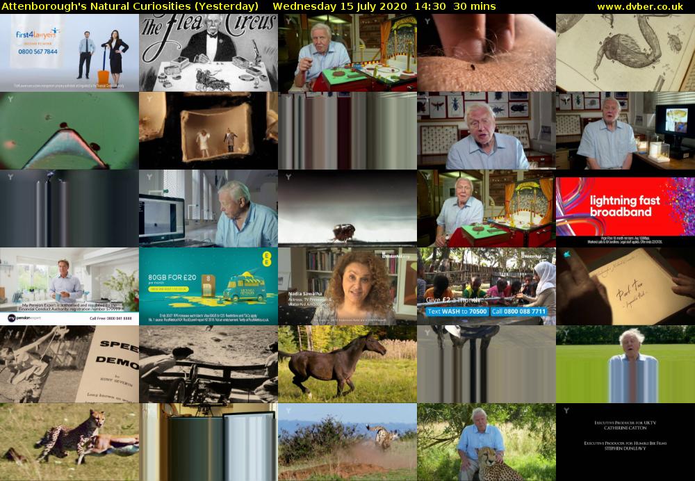Attenborough's Natural Curiosities (Yesterday) Wednesday 15 July 2020 14:30 - 15:00