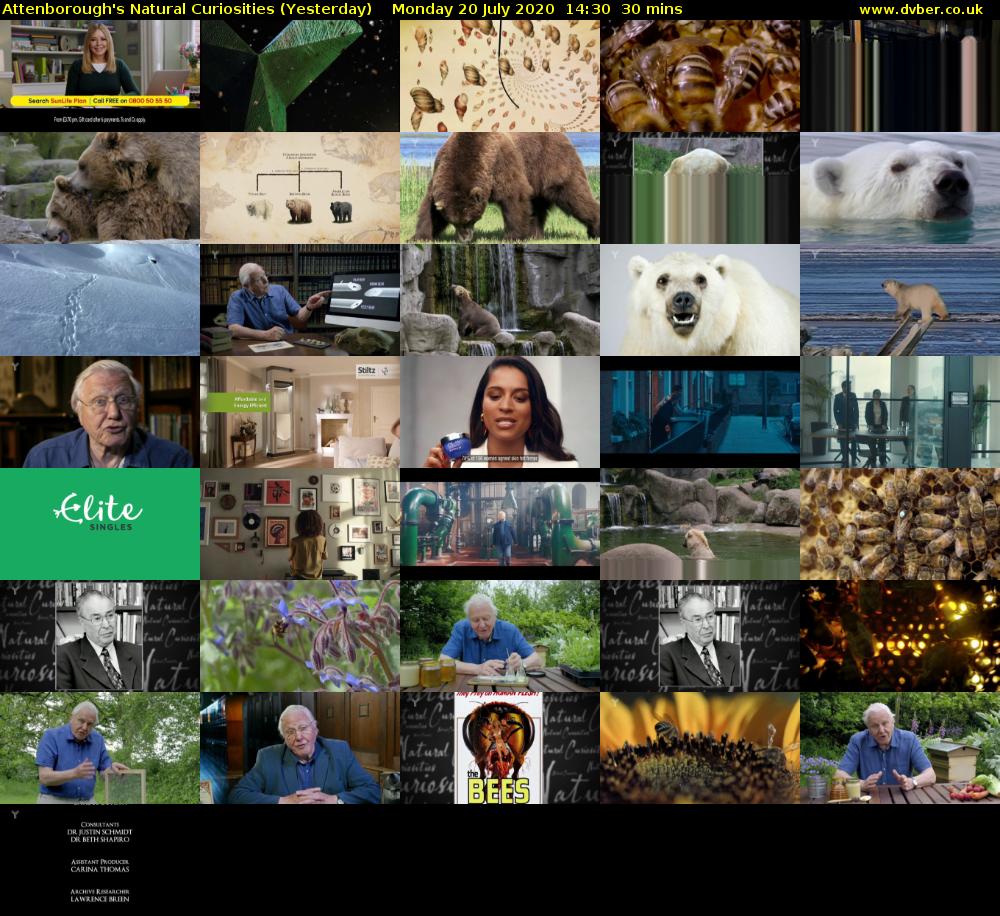 Attenborough's Natural Curiosities (Yesterday) Monday 20 July 2020 14:30 - 15:00