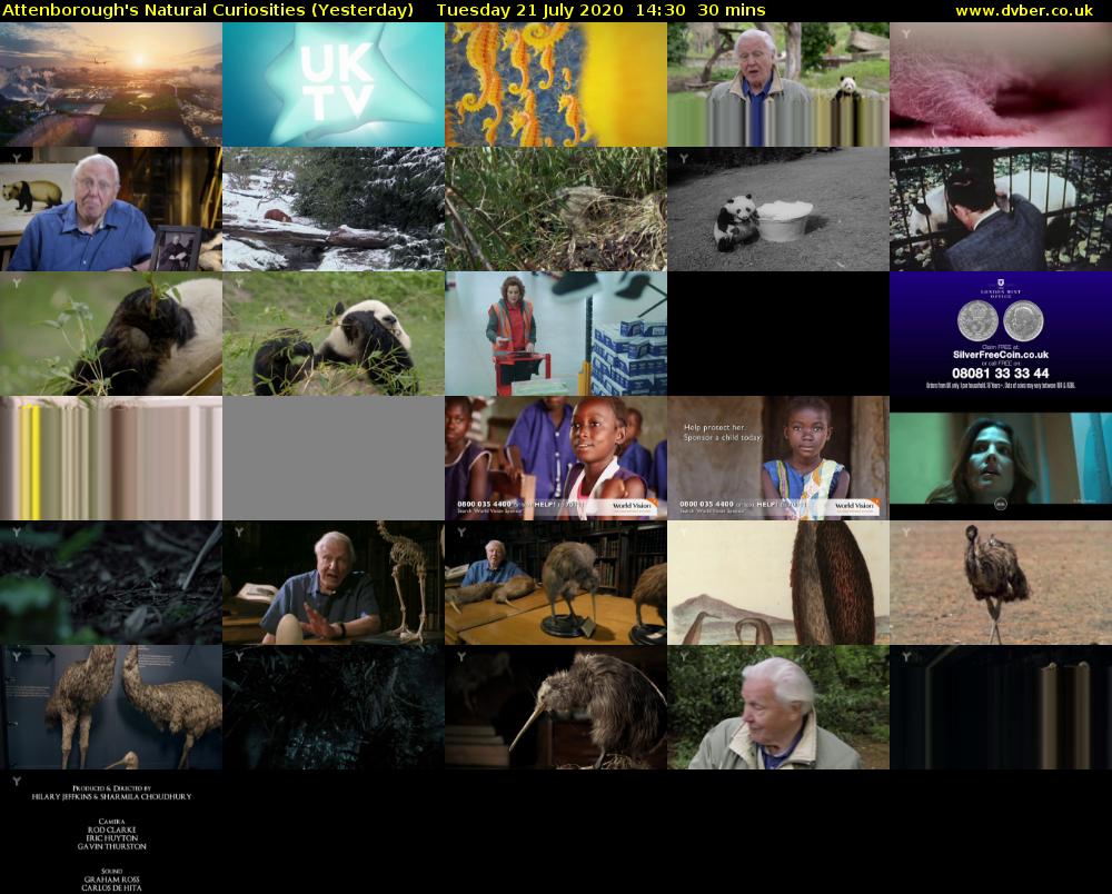 Attenborough's Natural Curiosities (Yesterday) Tuesday 21 July 2020 14:30 - 15:00