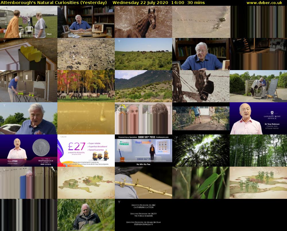 Attenborough's Natural Curiosities (Yesterday) Wednesday 22 July 2020 14:00 - 14:30