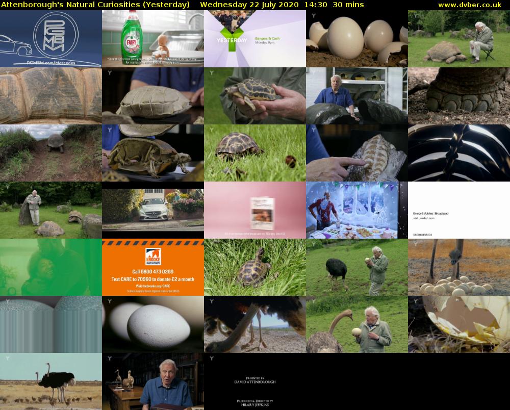 Attenborough's Natural Curiosities (Yesterday) Wednesday 22 July 2020 14:30 - 15:00