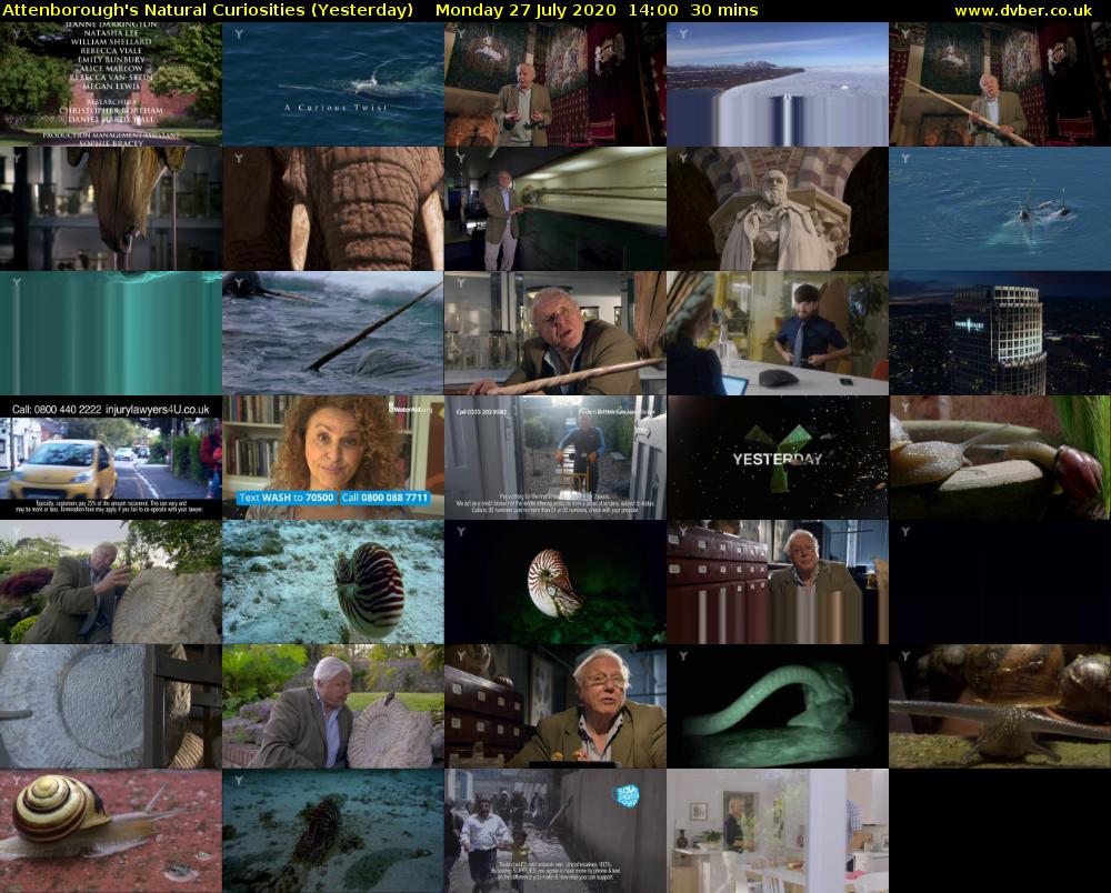 Attenborough's Natural Curiosities (Yesterday) Monday 27 July 2020 14:00 - 14:30