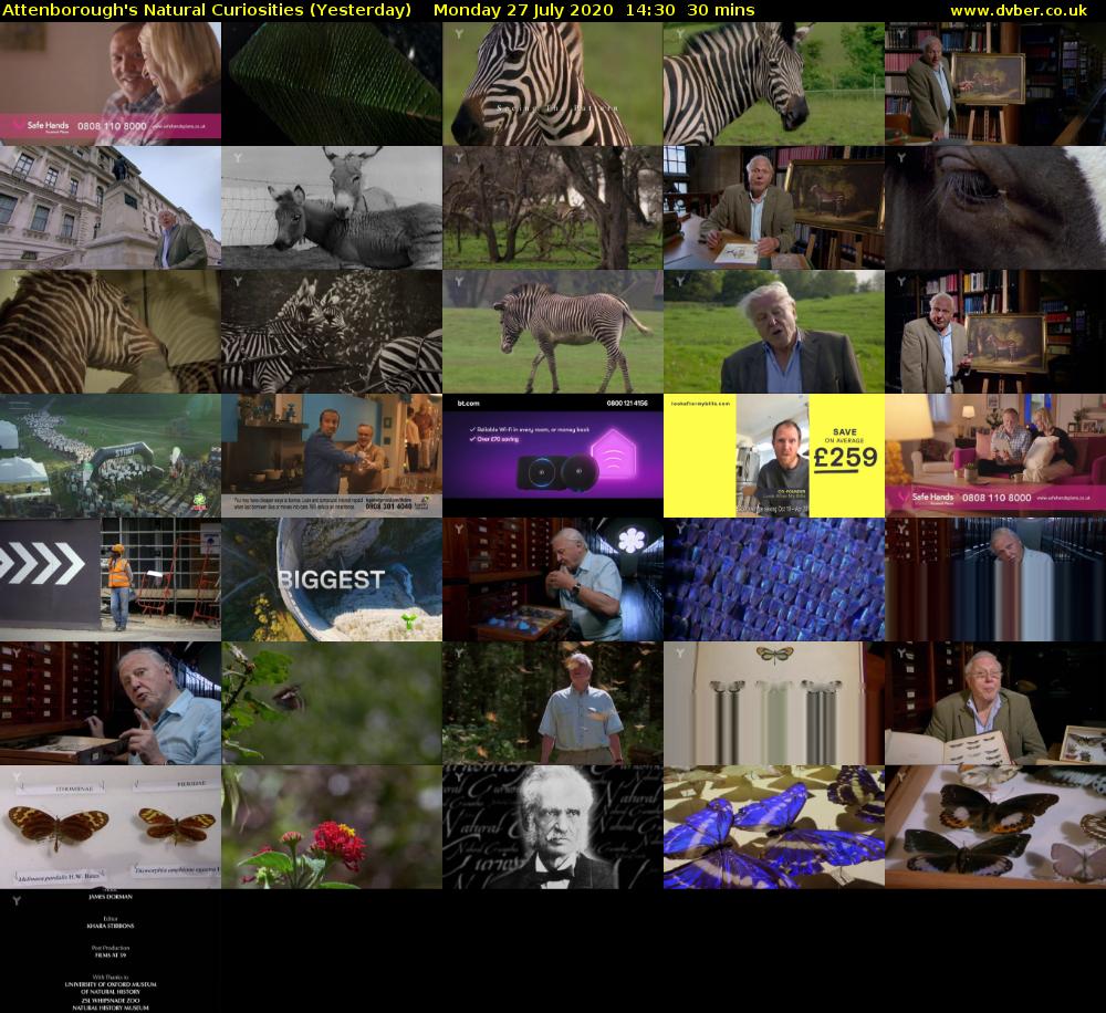 Attenborough's Natural Curiosities (Yesterday) Monday 27 July 2020 14:30 - 15:00