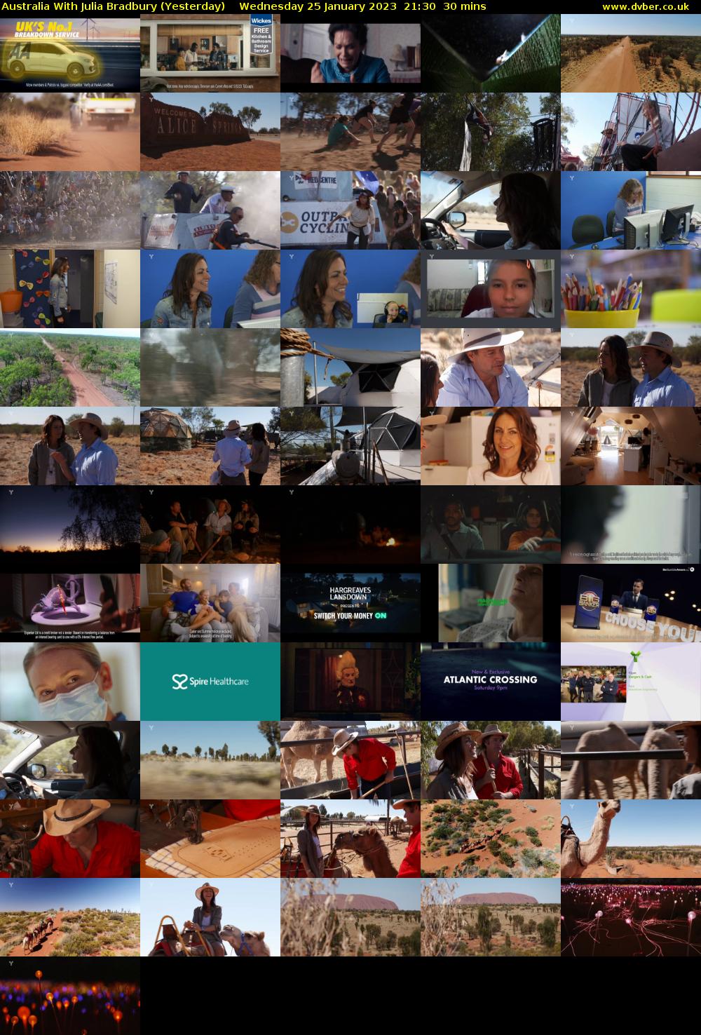 Australia With Julia Bradbury (Yesterday) Wednesday 25 January 2023 21:30 - 22:00