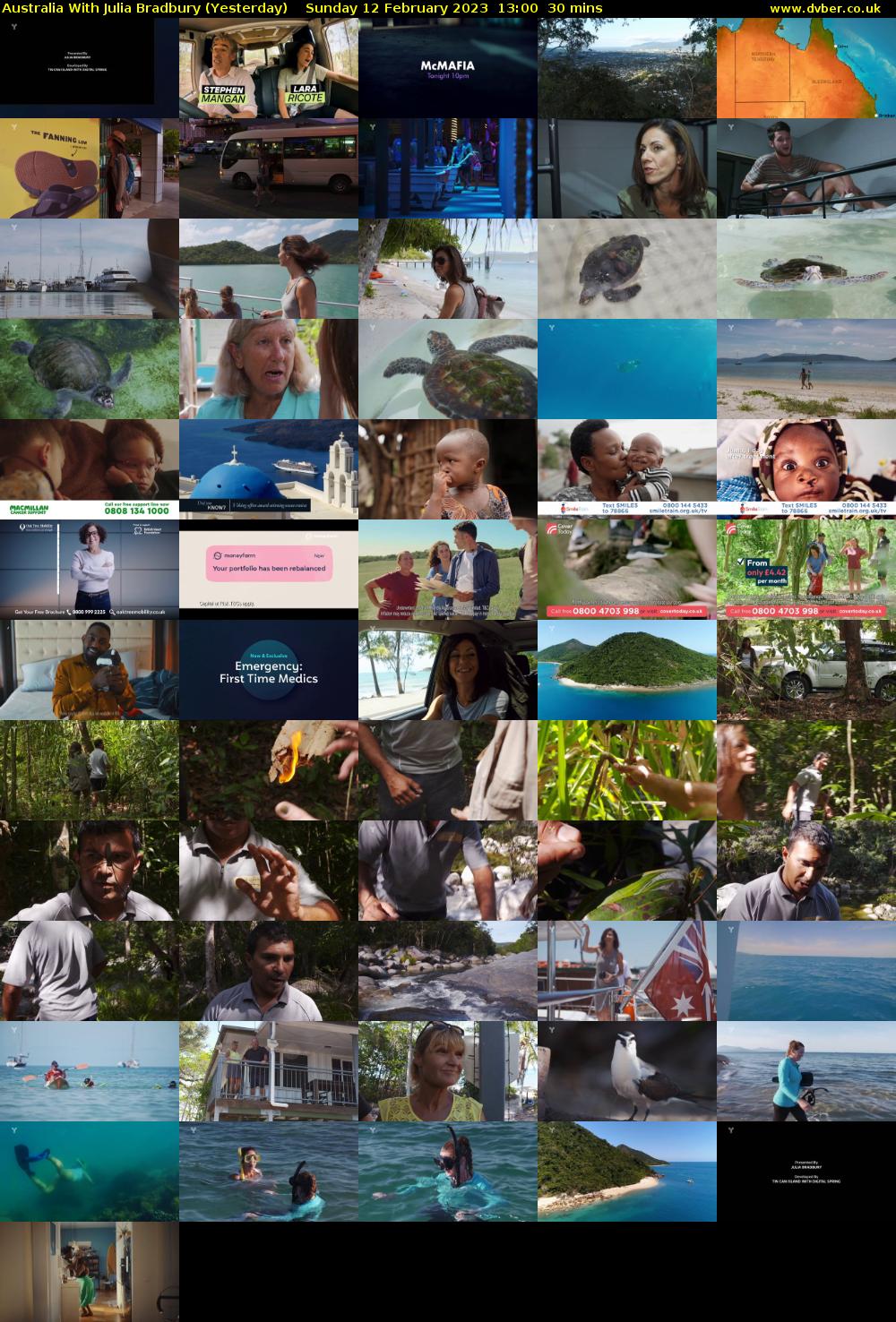 Australia With Julia Bradbury (Yesterday) Sunday 12 February 2023 13:00 - 13:30