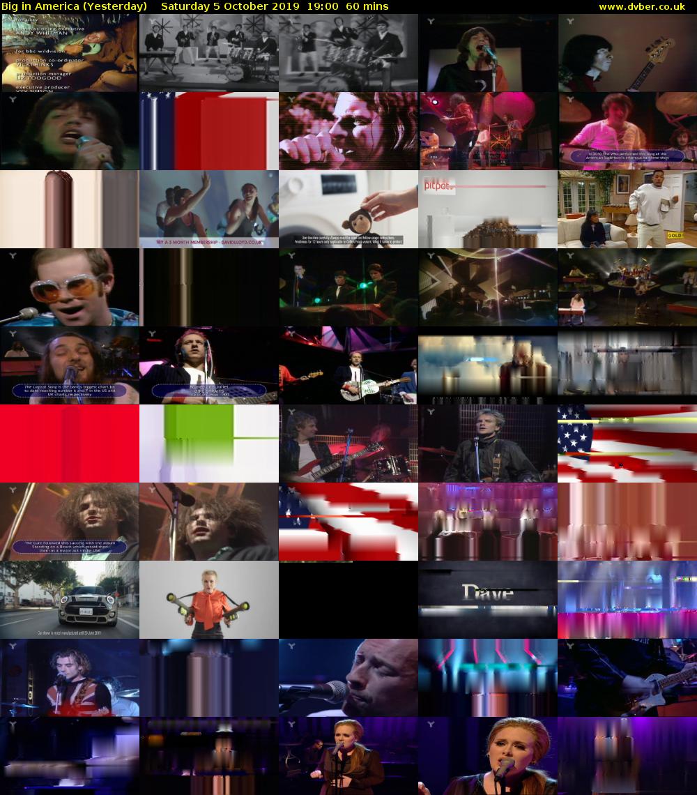 Big in America (Yesterday) Saturday 5 October 2019 19:00 - 20:00