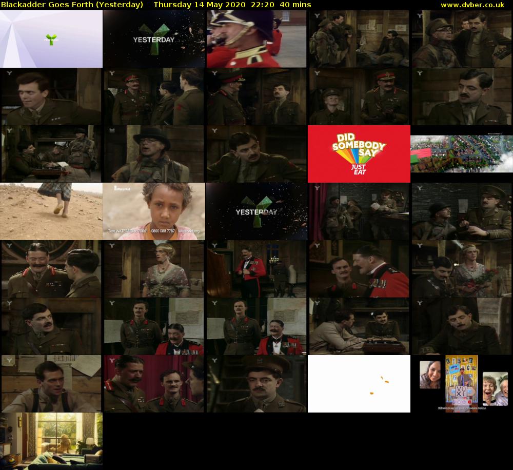 Blackadder Goes Forth (Yesterday) Thursday 14 May 2020 22:20 - 23:00