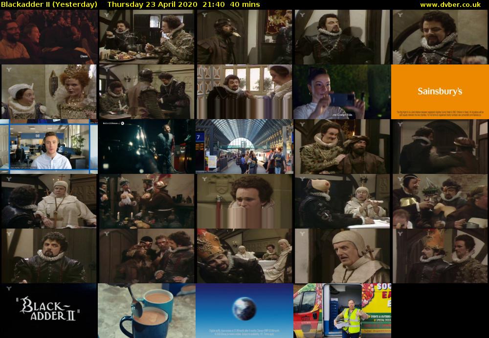 Blackadder II (Yesterday) Thursday 23 April 2020 21:40 - 22:20