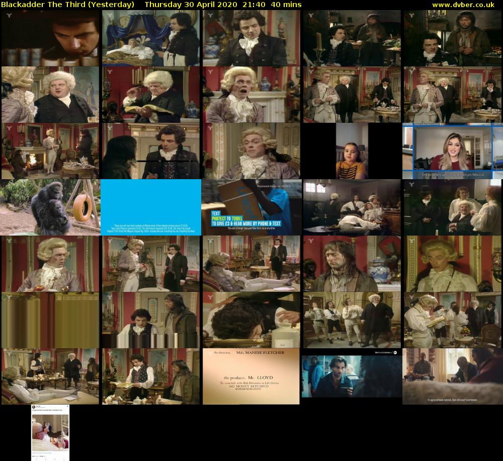 Blackadder the Third (Yesterday) Thursday 30 April 2020 21:40 - 22:20