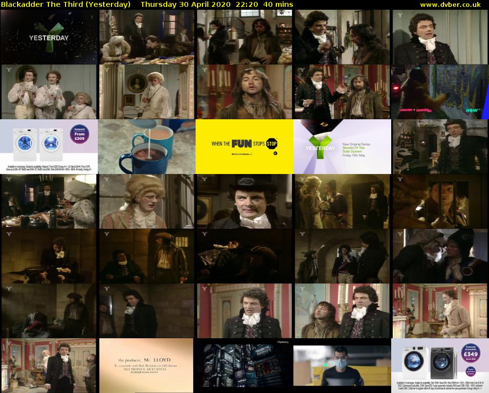 Blackadder the Third (Yesterday) Thursday 30 April 2020 22:20 - 23:00