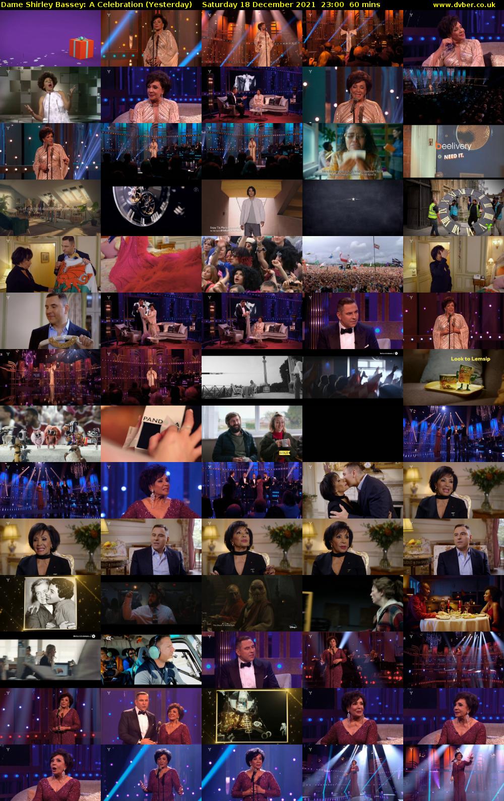 Dame Shirley Bassey: A Celebration (Yesterday) Saturday 18 December 2021 23:00 - 00:00