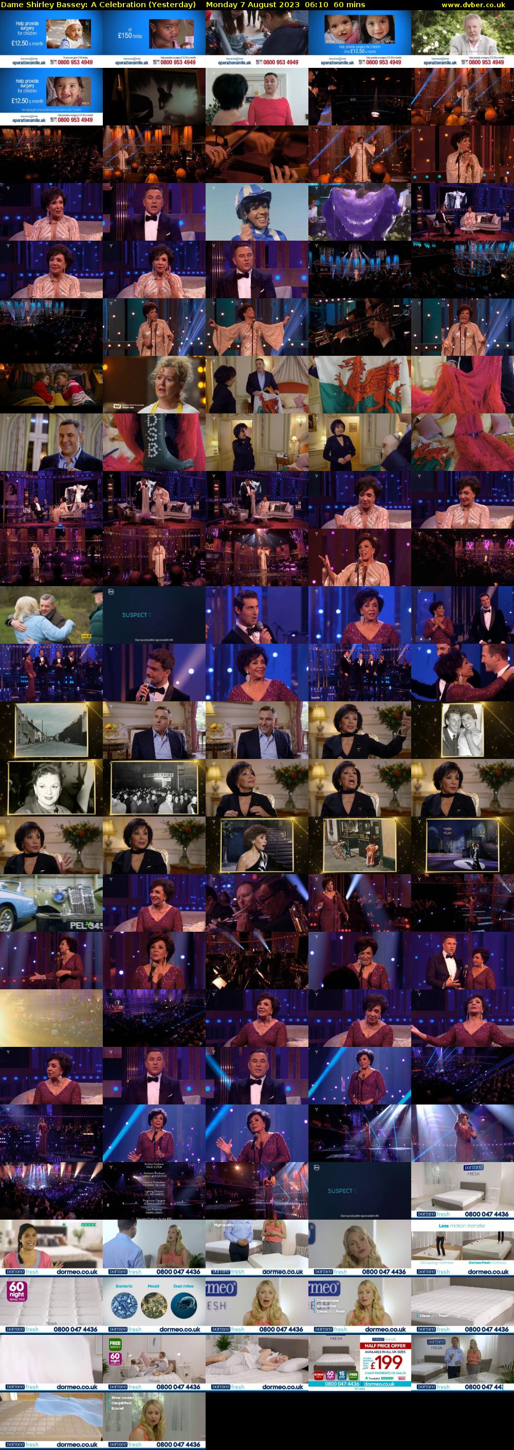 Dame Shirley Bassey: A Celebration (Yesterday) Monday 7 August 2023 06:10 - 07:10