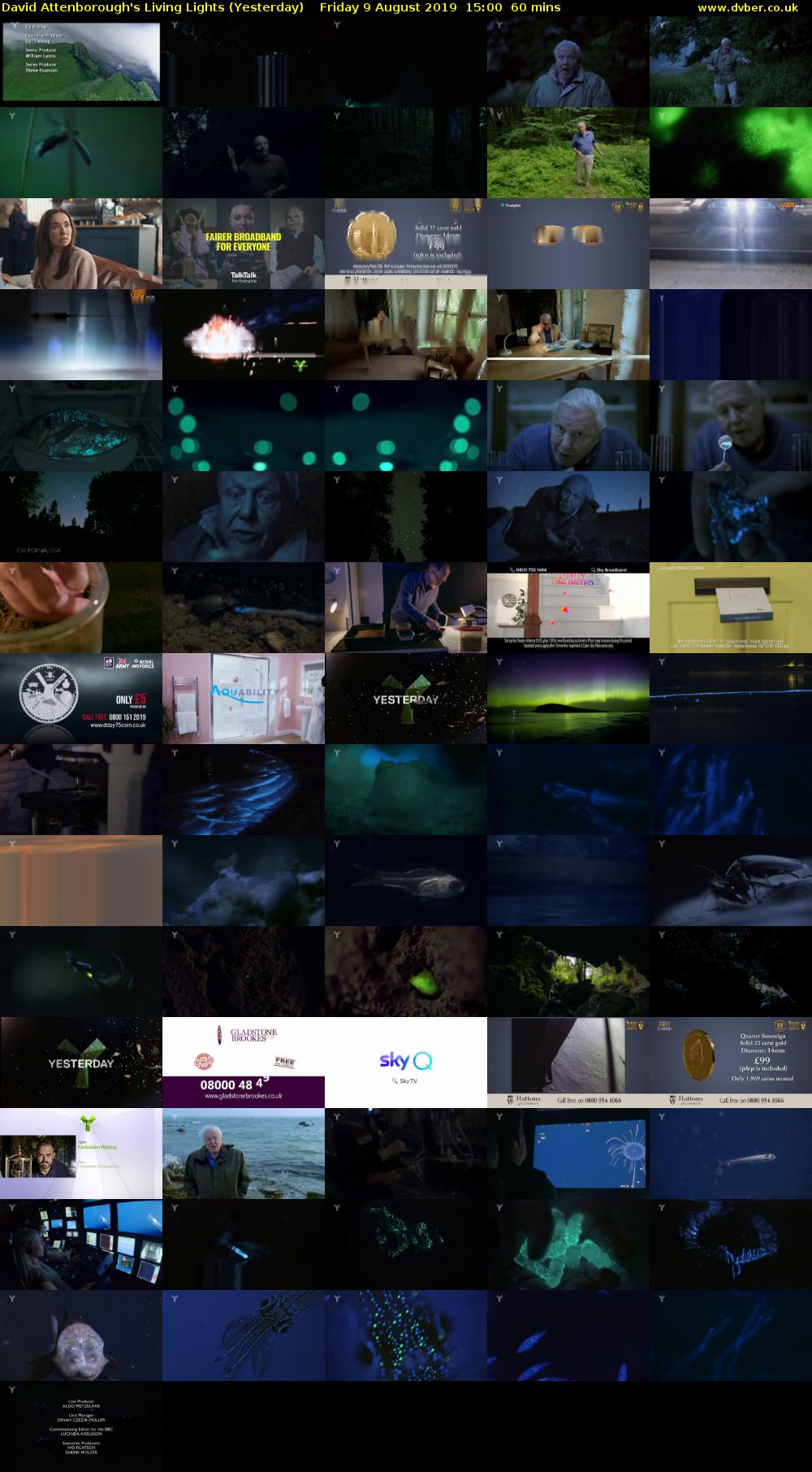 David Attenborough's Living Lights (Yesterday) Friday 9 August 2019 15:00 - 16:00