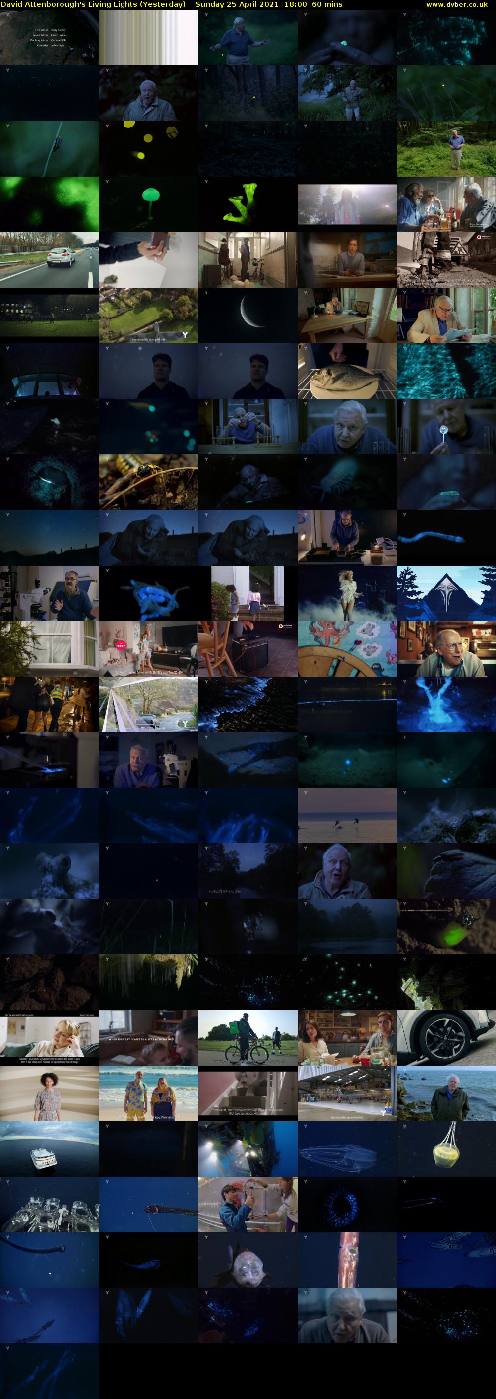 David Attenborough's Living Lights (Yesterday) Sunday 25 April 2021 18:00 - 19:00