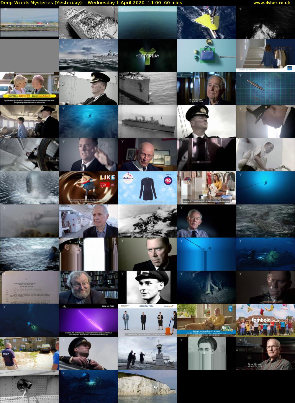 Deep Wreck Mysteries (Yesterday) Wednesday 1 April 2020 14:00 - 15:00