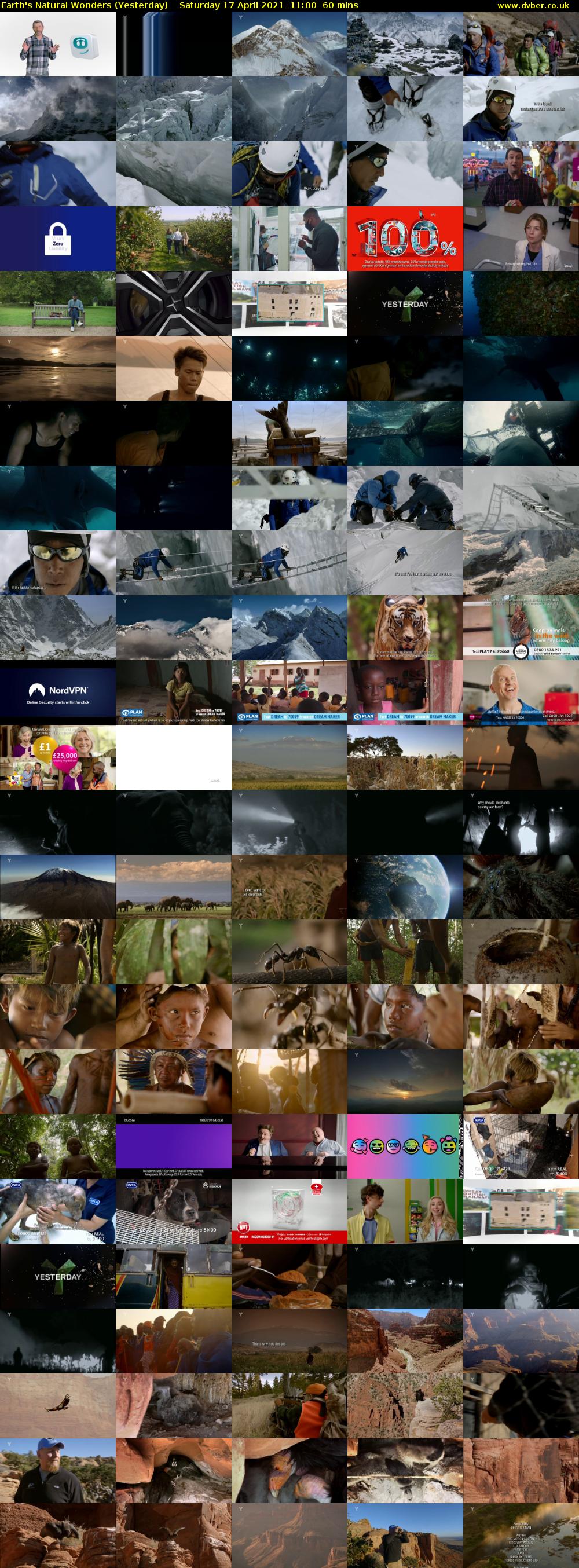 Earth's Natural Wonders (Yesterday) Saturday 17 April 2021 11:00 - 12:00