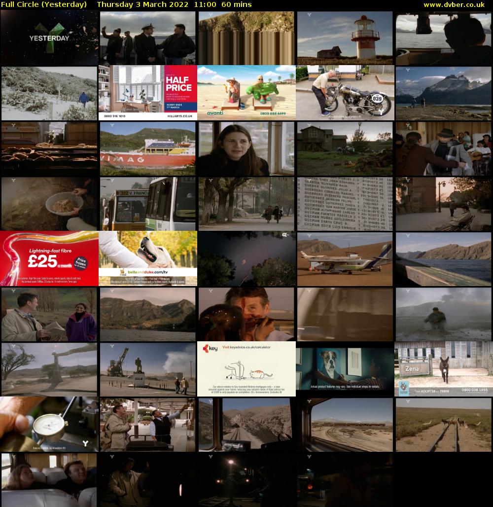 Full Circle (Yesterday) Thursday 3 March 2022 11:00 - 12:00