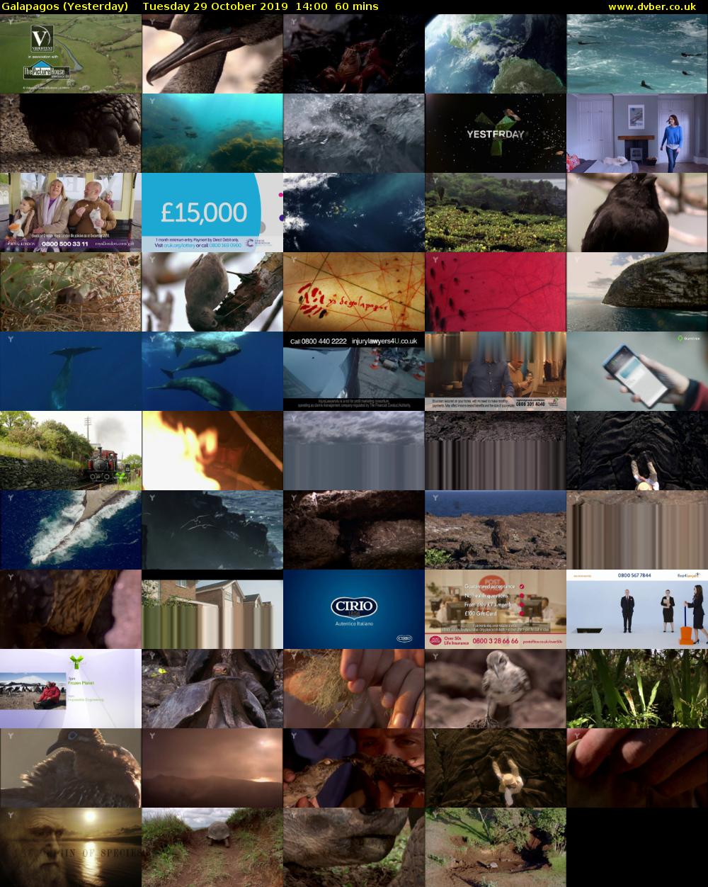 Galapagos (Yesterday) Tuesday 29 October 2019 14:00 - 15:00