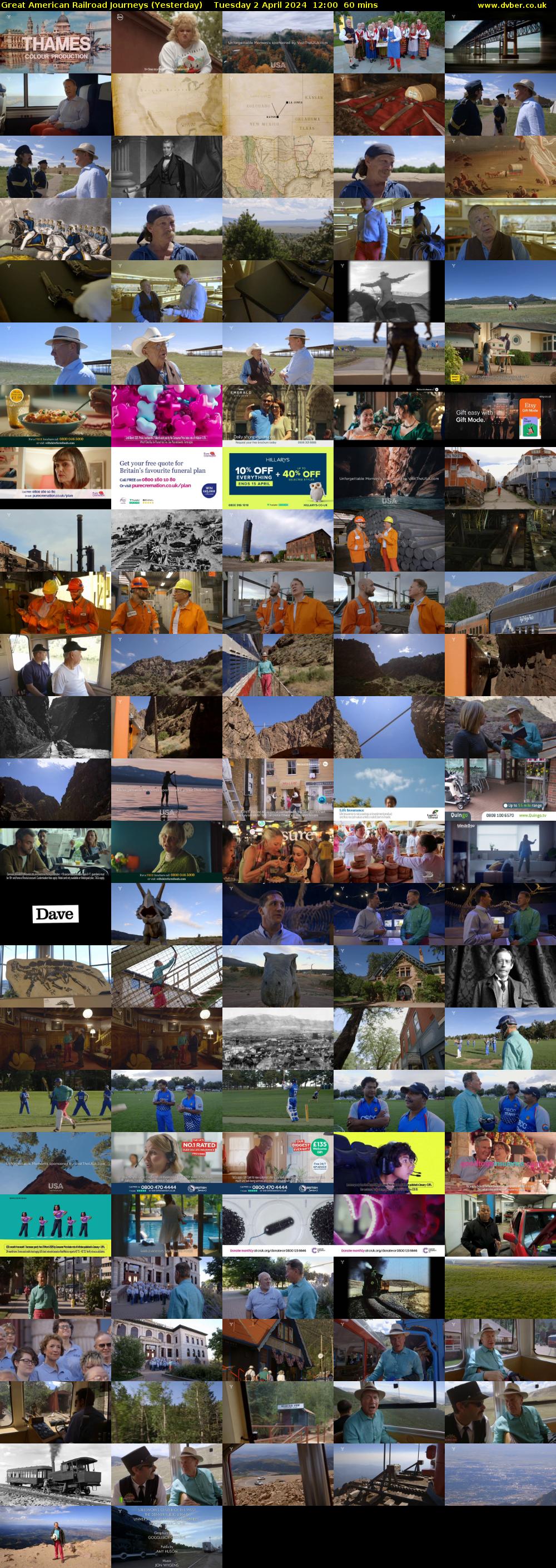 Great American Railroad Journeys (Yesterday) Tuesday 2 April 2024 12:00 - 13:00