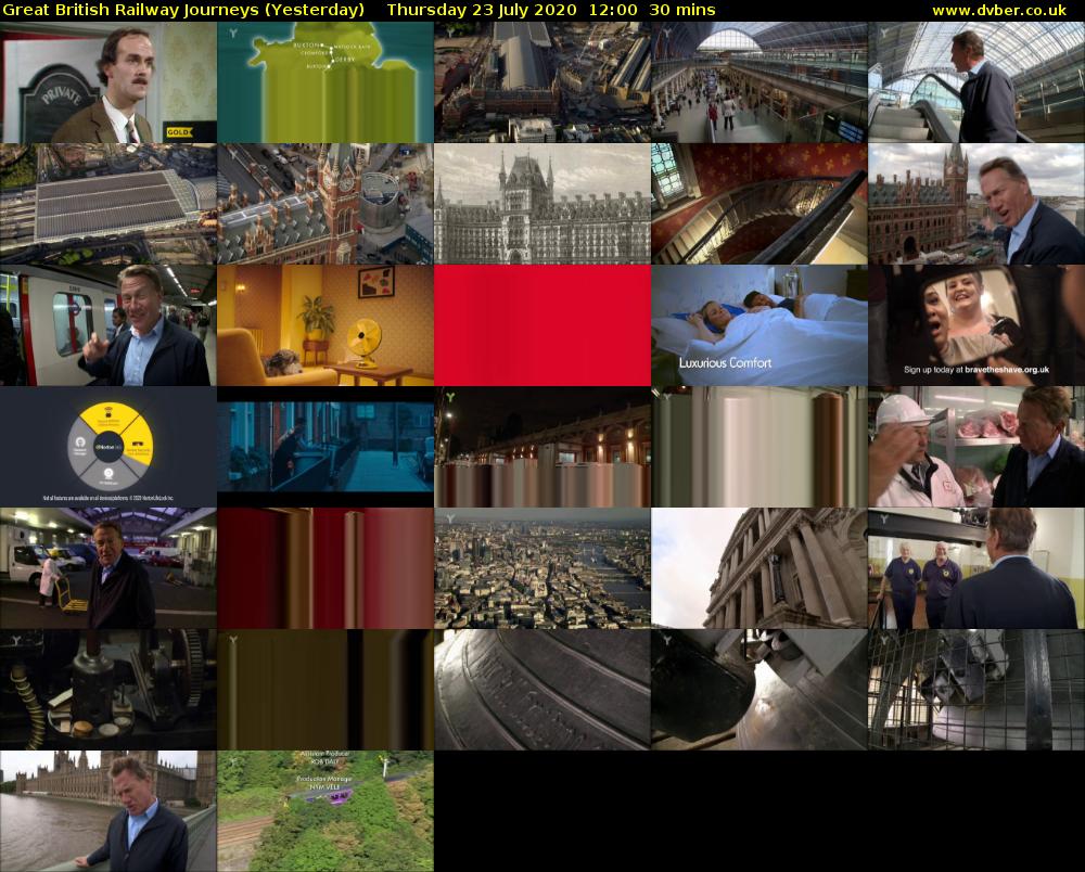 Great British Railway Journeys (Yesterday) Thursday 23 July 2020 12:00 - 12:30