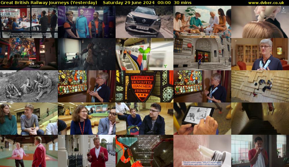 Great British Railway Journeys (Yesterday) Saturday 29 June 2024 00:00 - 00:30