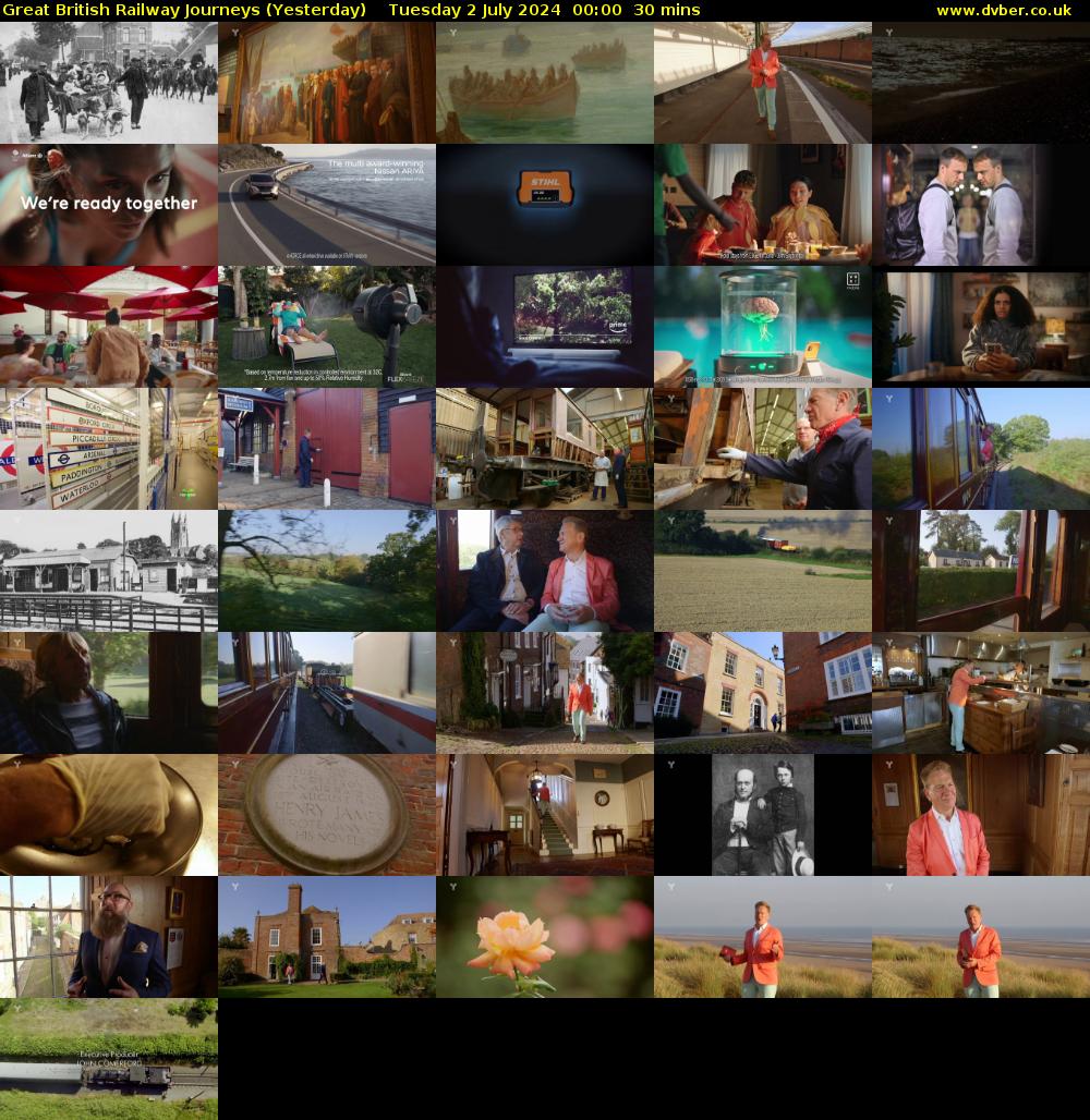 Great British Railway Journeys (Yesterday) Tuesday 2 July 2024 00:00 - 00:30