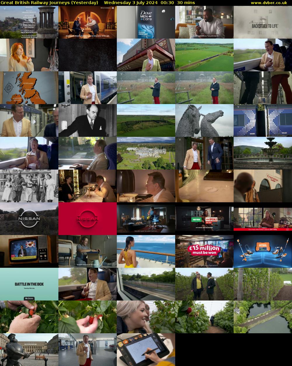 Great British Railway Journeys (Yesterday) Wednesday 3 July 2024 00:30 - 01:00