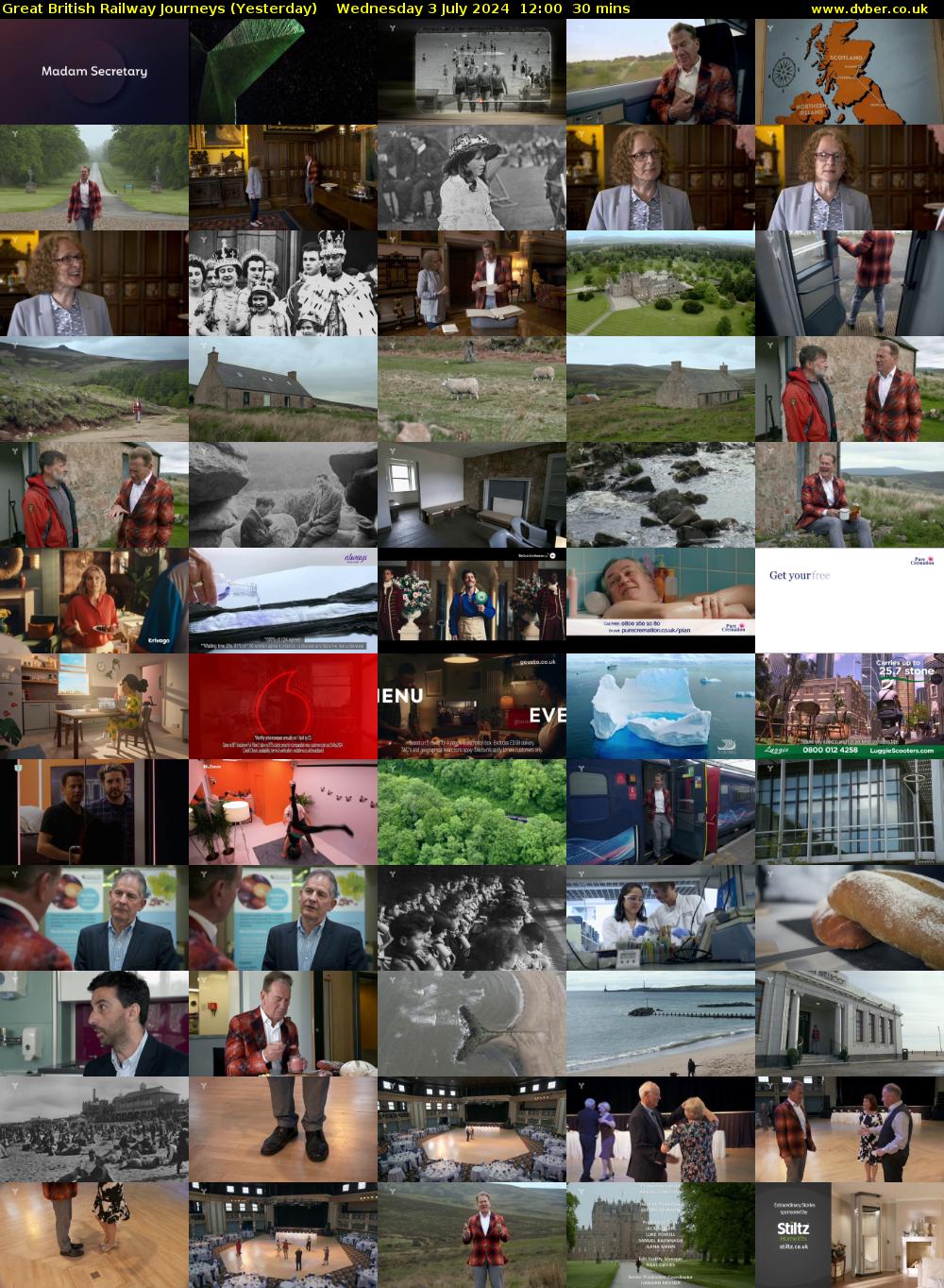 Great British Railway Journeys (Yesterday) Wednesday 3 July 2024 12:00 - 12:30