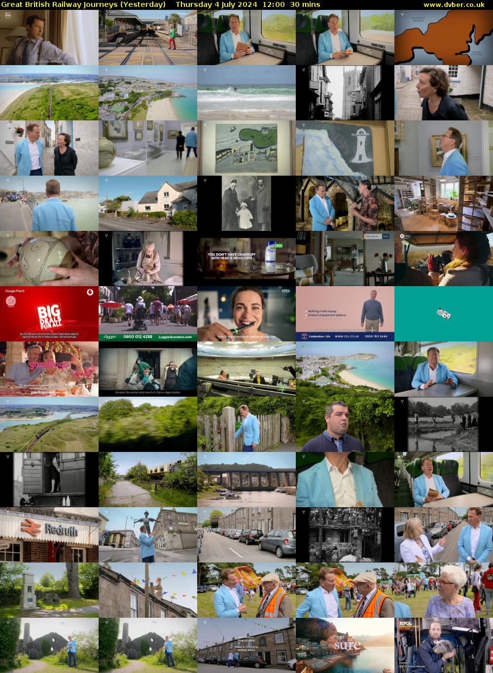 Great British Railway Journeys (Yesterday) Thursday 4 July 2024 12:00 - 12:30