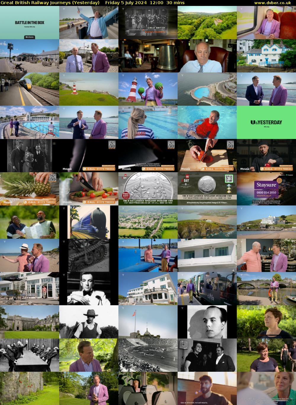 Great British Railway Journeys (Yesterday) Friday 5 July 2024 12:00 - 12:30