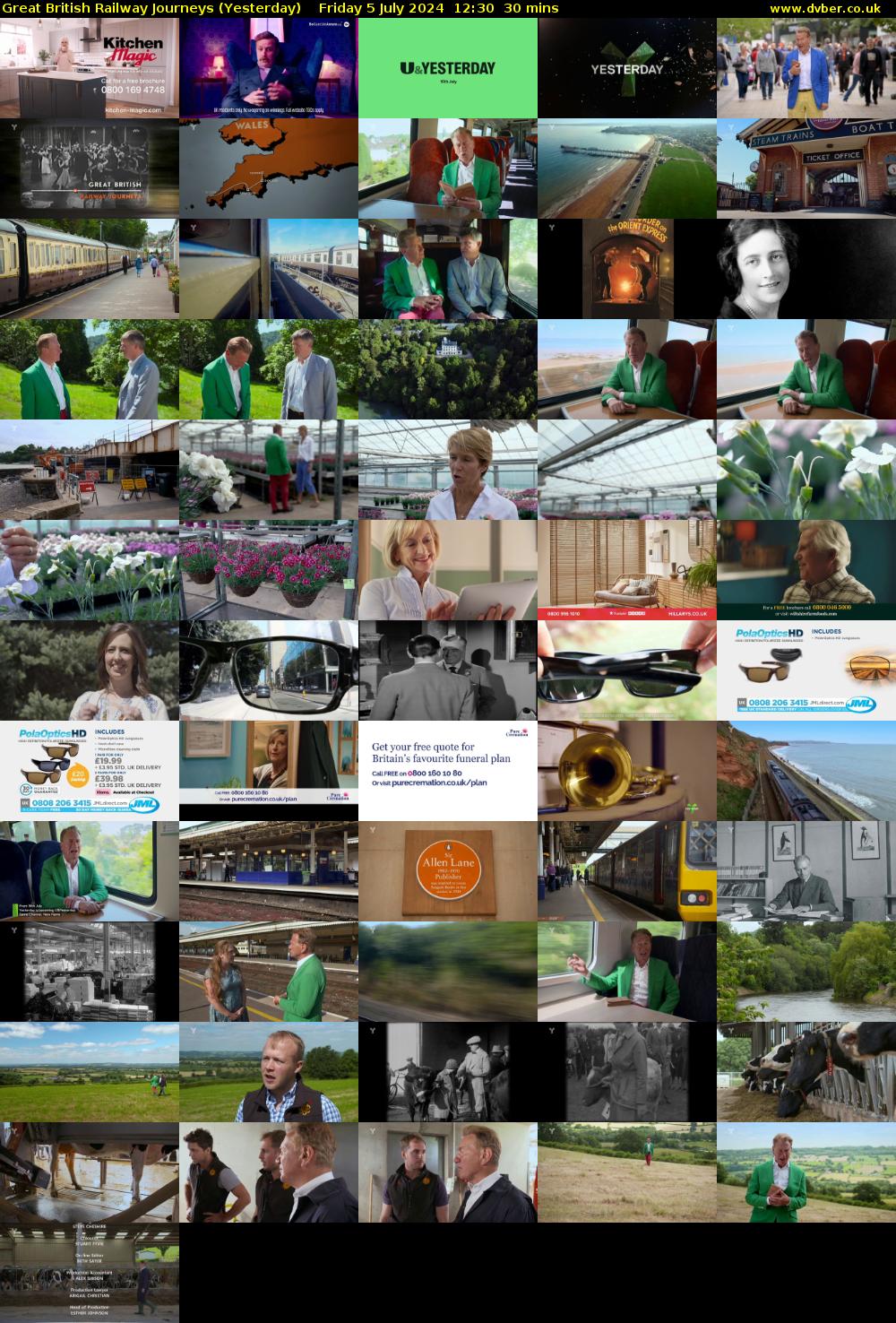 Great British Railway Journeys (Yesterday) Friday 5 July 2024 12:30 - 13:00