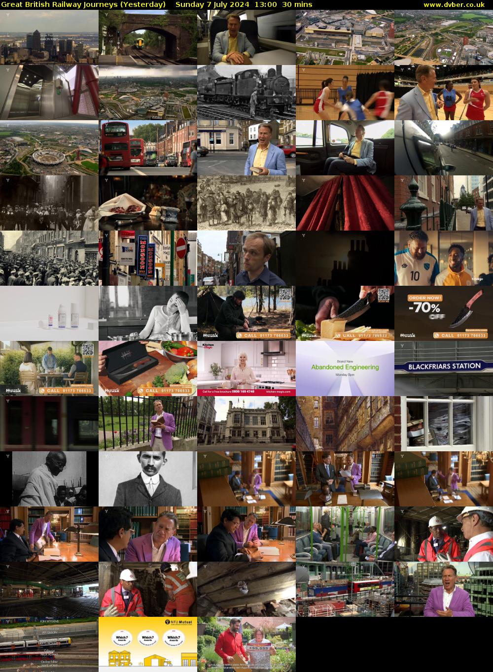 Great British Railway Journeys (Yesterday) Sunday 7 July 2024 13:00 - 13:30