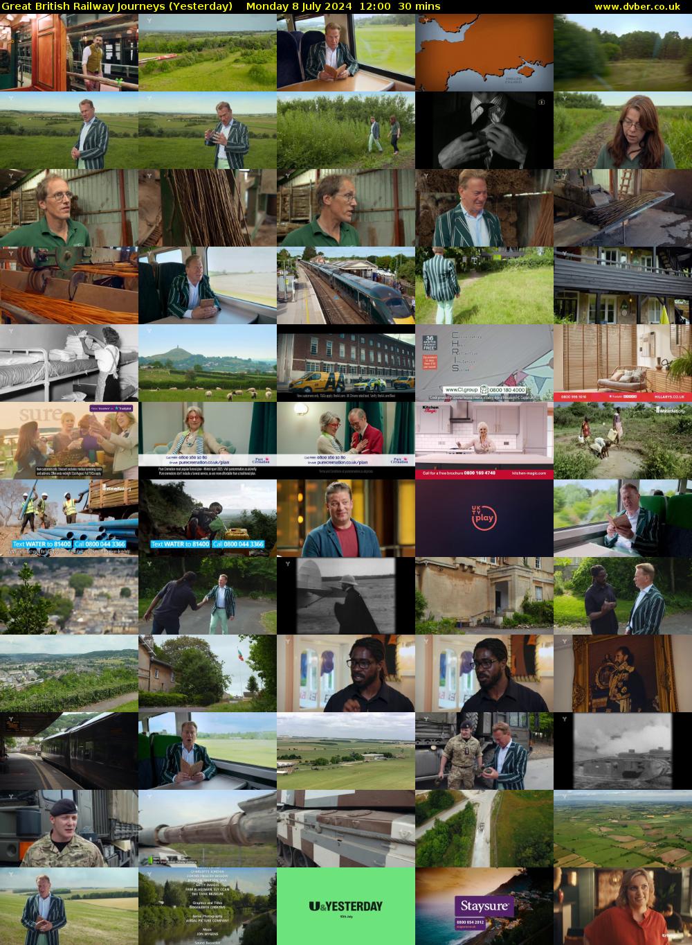 Great British Railway Journeys (Yesterday) Monday 8 July 2024 12:00 - 12:30