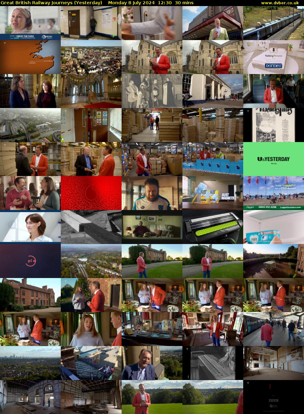 Great British Railway Journeys (Yesterday) Monday 8 July 2024 12:30 - 13:00