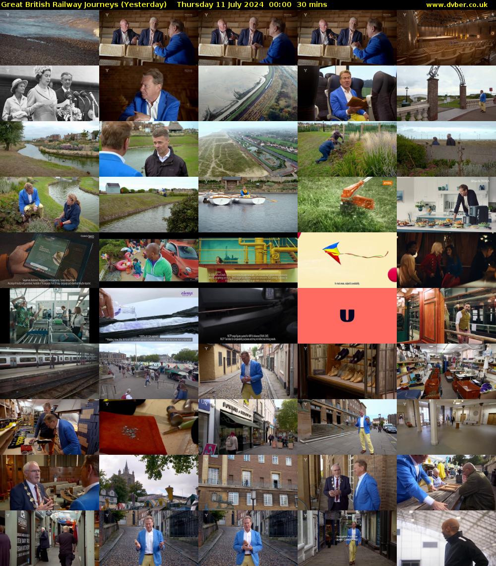 Great British Railway Journeys (Yesterday) Thursday 11 July 2024 00:00 - 00:30
