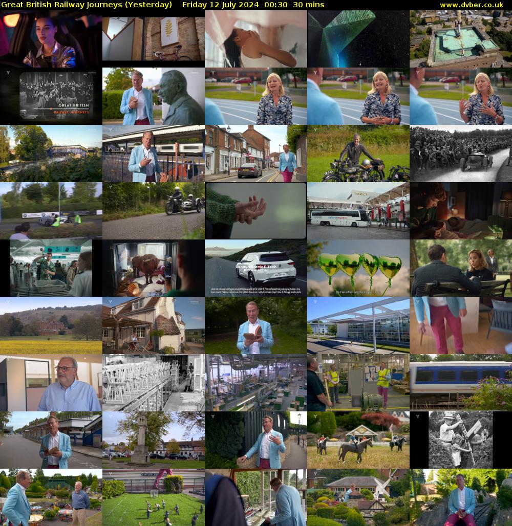 Great British Railway Journeys (Yesterday) Friday 12 July 2024 00:30 - 01:00