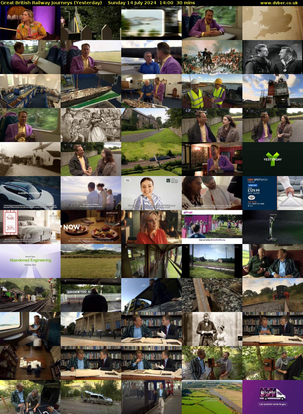 Great British Railway Journeys (Yesterday) Sunday 14 July 2024 14:00 - 14:30